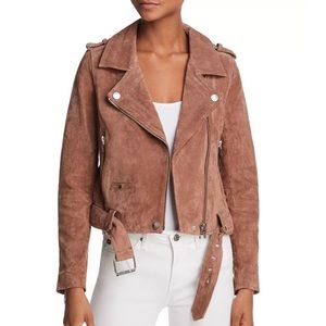 Genuine Leather Moto Jacket in Brown Suede